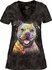 Dámske tri-blend tričko s véčkovým výstrihom Pozor na Pitbulla 