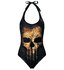 Dámske plavky s otvoreným chrbtom Punisher lebka