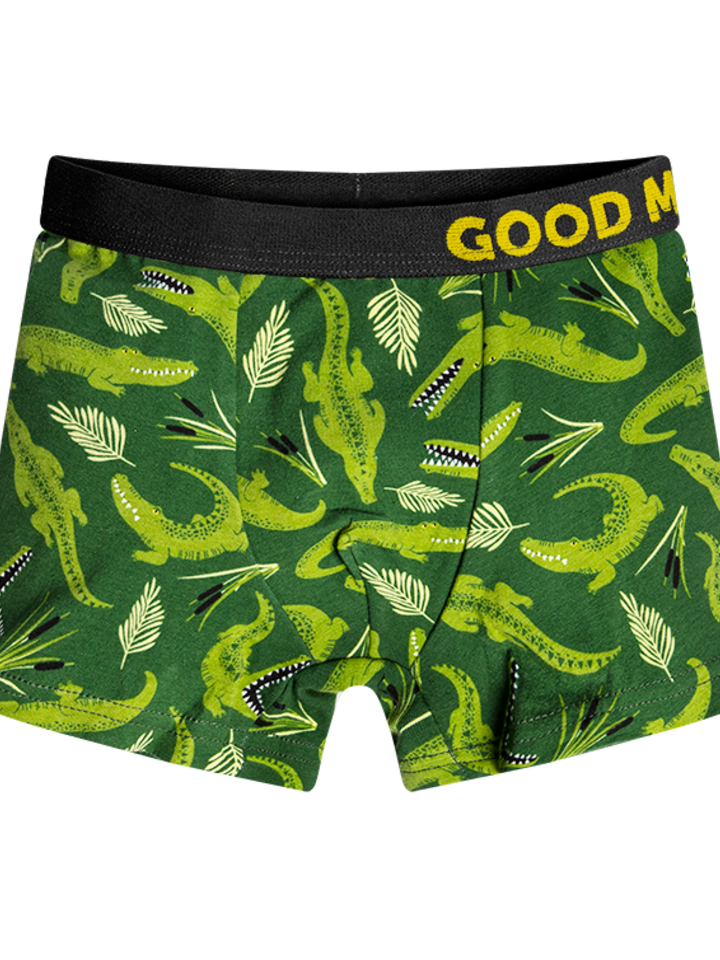 Babyhug Cotton Knit Boxers Crocodile & Stars Print Pack of 3 - Green Red & Blue