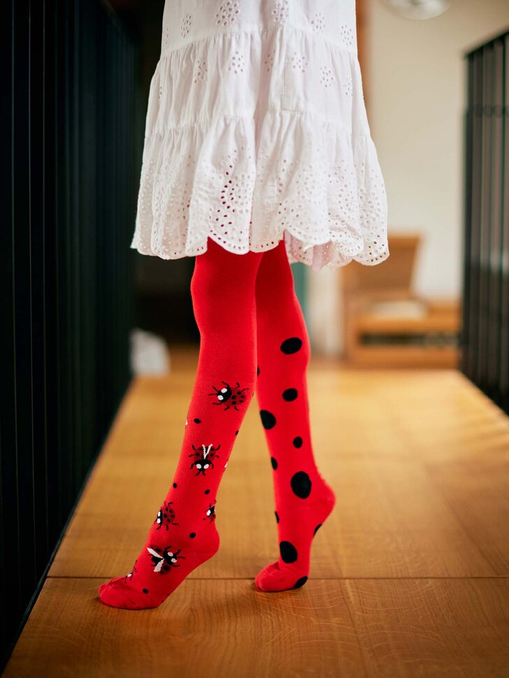 Red plain tights for kids Bordeaux 