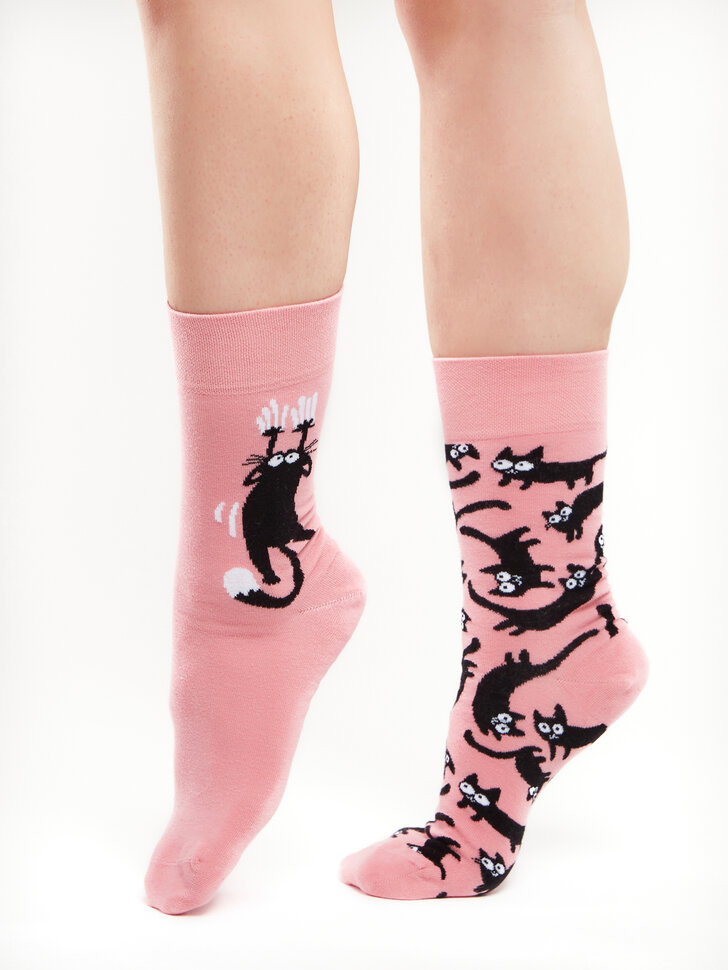 rundvlees avond Vrijwel Vrolijke sokken Roze katten | Dedoles