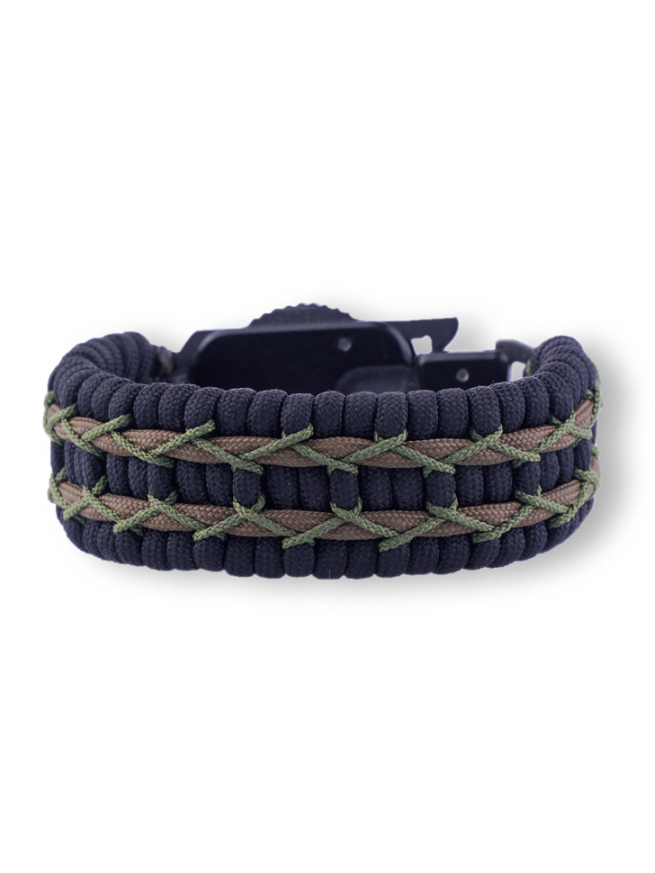 Black Paracord Fishtail Bracelet with Coyote Center Stitch. 7.50 / Plastic Buckle - Included