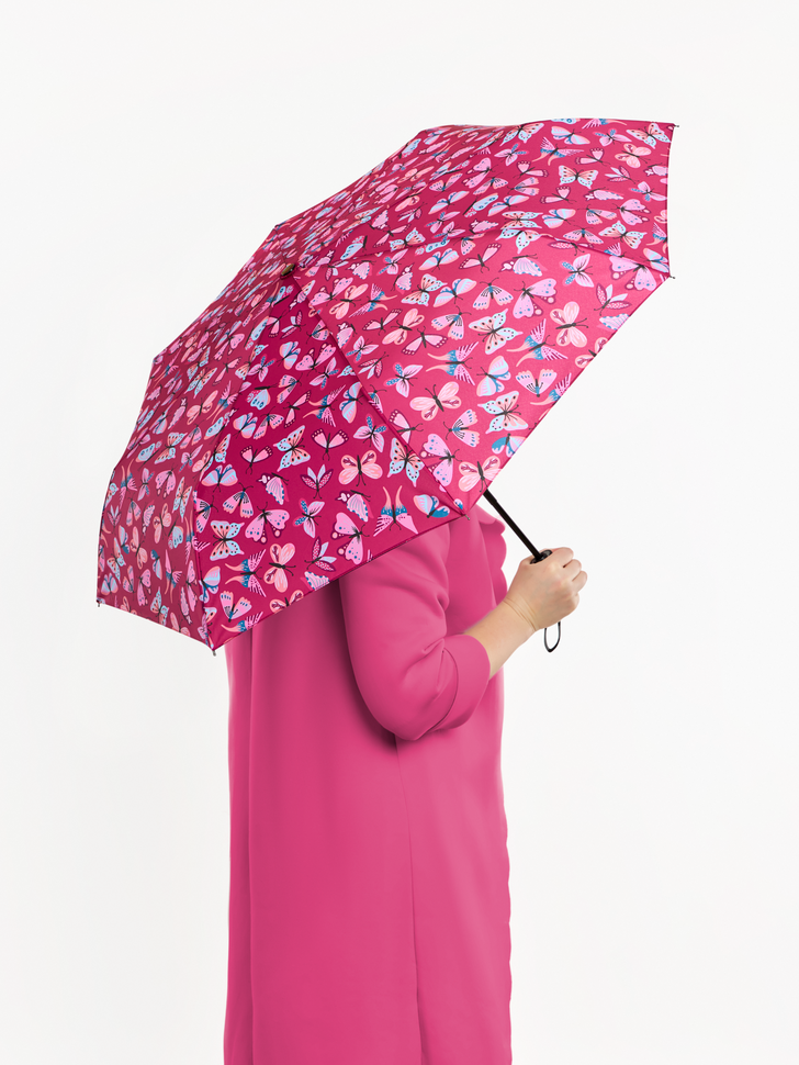 Nuevo paraguas mujer originales rosa de mango telesccópico.