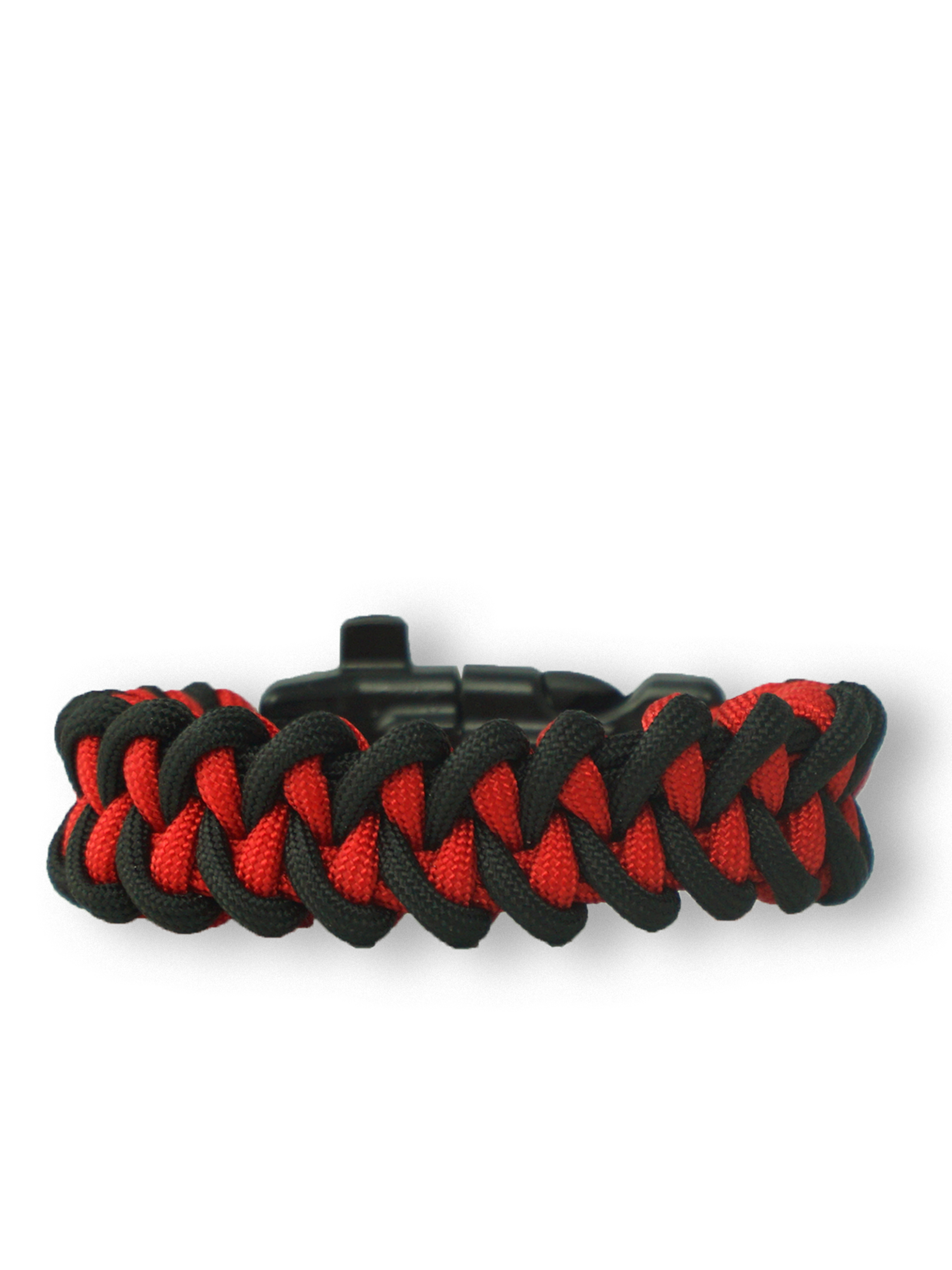 Black & Red Paracord Bracelet Shark With Fire Starter, Compass and Whistle Dedoles