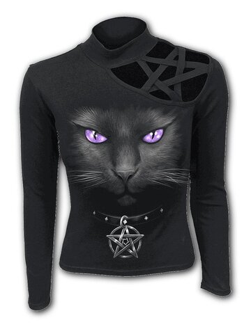 Hľadáte originálny a nezvyčajný darček? Obdarovaného zaručene prekvapí Dámske tričko s dlhým rukávom Spiral Direct Magická mačka