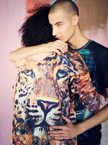 Foto Sweatshirt mit Reißverschluss Gemalter Leopard 