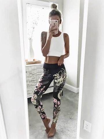 Výnimočný darček od Dedoles Дамски спортен еластичен клин Безстрашно цвете