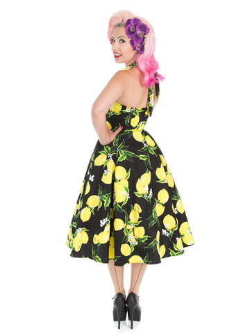 Výnimočný darček od Dedoles Čierne retro pin up šaty Citróny