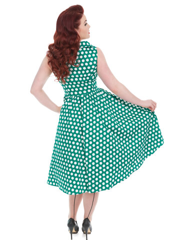 Obrázok produktu Zelené bodkované retro  pin up šaty