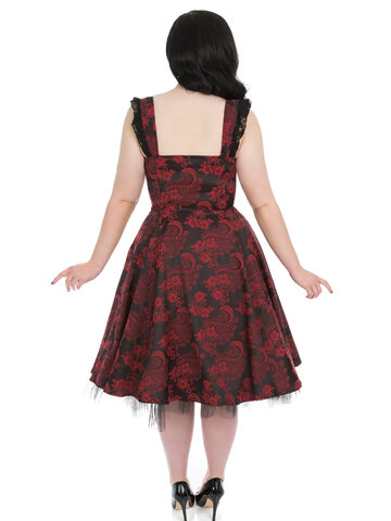 Potešte sa týmto kúskom Dedoles Červeno-čierne gotické retro šaty s kvetmi