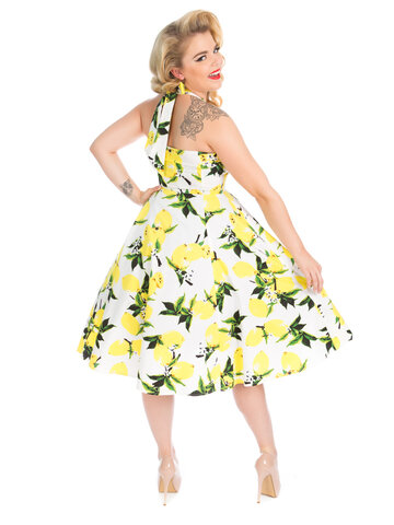 Tip na darček Biele retro pin up šaty Citróny