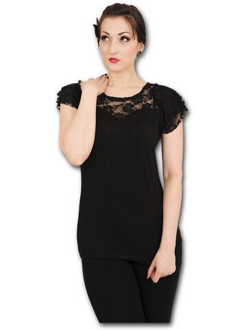 Szerezzen magának örömet ezzel a Dedoles darabbal Női csipkés póló Fekete