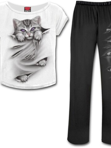 Lifestyle fotó Macska karmocskák női pizsama szett