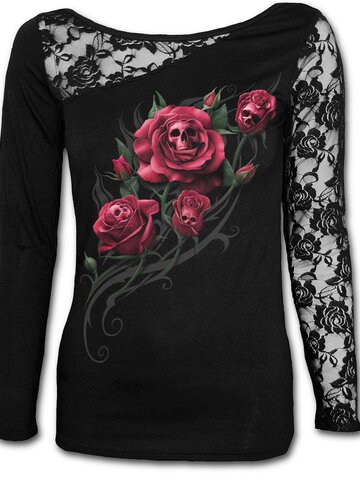 Výpredaj Dámske tričko s čipkou Mŕtva ruža