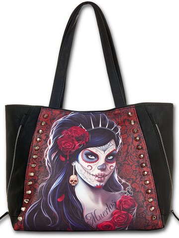Foto Schultertasche Schwarz Königin des Todes 