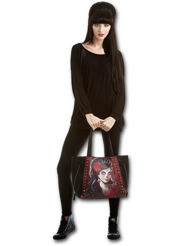 Bereiten Sie sich Freude mit diesem Dedoles-Stück Schultertasche Schwarz Königin des Todes