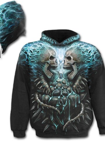 Rabatt Sweatshirt mit Kapuze Blaue Flamme