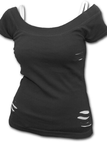 Pre dokonalý a originálny outfit Dámske tričko 2v1 Čierna