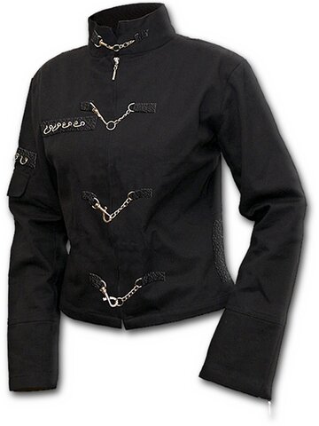 a tökéletes és egyedi ruházathoz Fekete női dzseki láncokkal