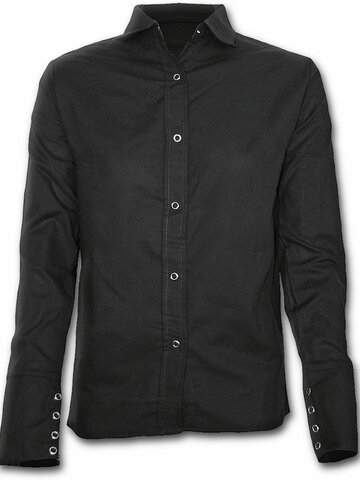 Výpredaj Čierna dámska košeľa s dlhým rukávom