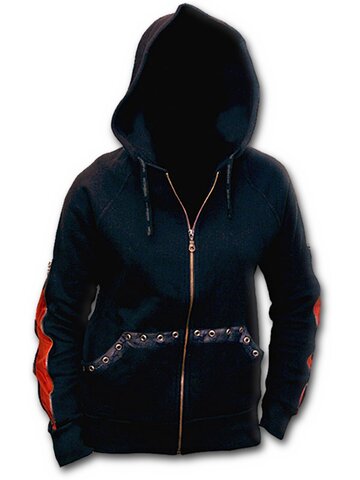 Sleva Černá mikina na zip s kovovými aplikacemi