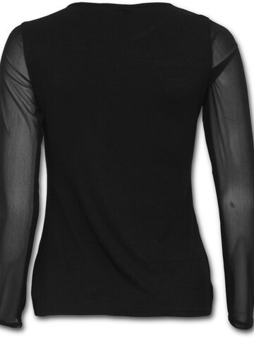 Výnimočný darček od Dedoles Čierne dámske tričko s dlhým sieťovaným rukávom