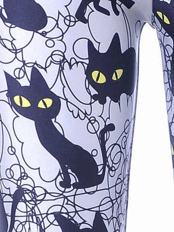 Hľadáte originálny a nezvyčajný darček? Obdarovaného zaručene prekvapí Dámske elastické legíny Čierne mačky