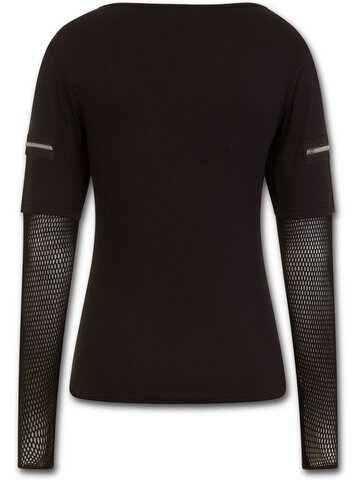 Sleva Dámské triko se síťovaným rukávem a zipovou aplikací Vamp