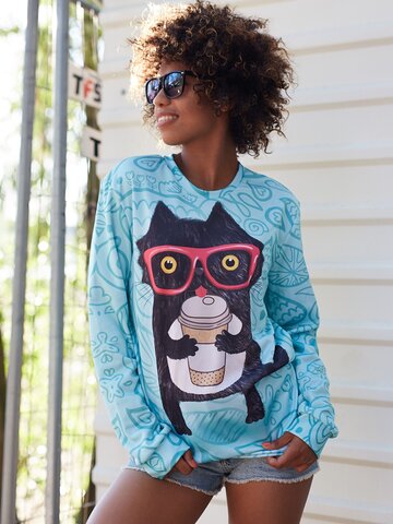 Výpredaj Mikina bez kapucne Mačka s kávou