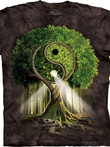 Výpredaj Čierne tričko s krátkym rukávom Strom Jin Jang