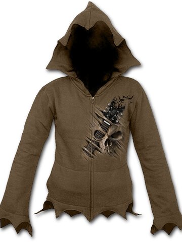 Potěšte se tímto kouskem Dedoles Hnědá mikina na zip s kapucí Rocková kytara