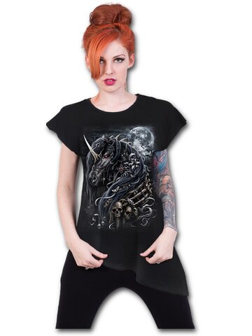 Sleva Dámské prodloužené tričko Temný jednorožec