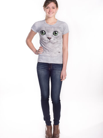 Pre dokonalý a originálny outfit Dámske tričko Mačka so zelenými očami