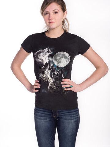 Tip na darček Dámske tričko Tri vlky vyjúce na mesiac
