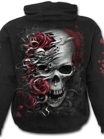Foto Mikina s kapucí Tři lebky a růže