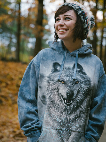 Sweatshirt mit Kapuze WeiBer Wolf Dedoles