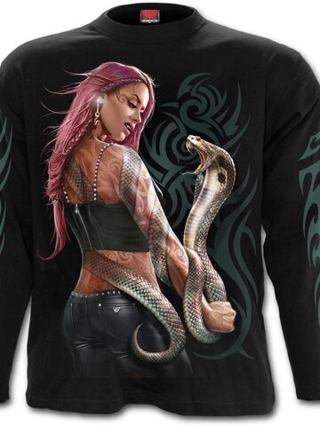 Pánske tričko s dlhým rukávom Had živé tetovanie | Dedoles