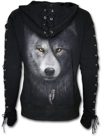 Lifestyle foto Dámská mikina s vázáním Tvář vlka