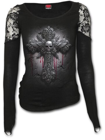 Zľava Dámske tričko s čipkou na ramenách Čierny kríž