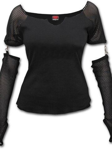 Obrázok produktu Dámske tričko so sieťovanými rukávmi Čierne