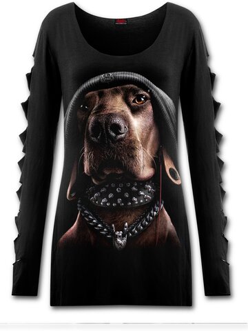 Výpredaj Dámsky sekaný dlhý rukáv Pes tvrďas