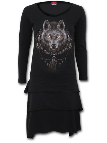 Lifestyle-Foto Kleid mit langem Arm Wölfischer Blick