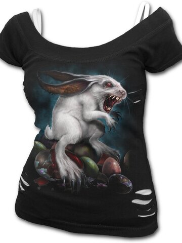 Lifestyle foto Dámske tričko 2v1 s motívom Zajačia nora