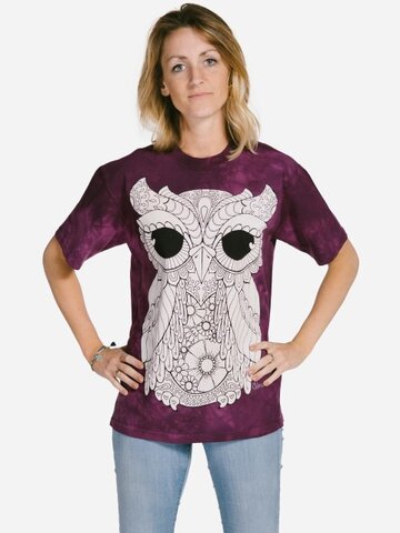 Potešte sa týmto kúskom Dedoles Mandala vyfarbovacie tričko Sova na fialovom
