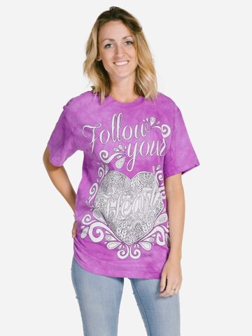 Výpredaj Mandala vyfarbovacie tričko Nasleduj svoje srdce