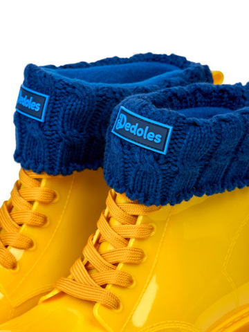 Zľava Oceánovo modré zateplené detské návleky do gumákov