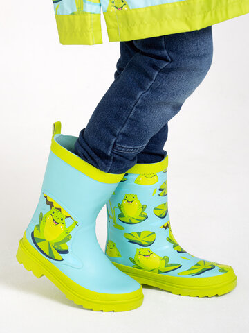Kids Rain Boots Frog Waterlilies Dedoles