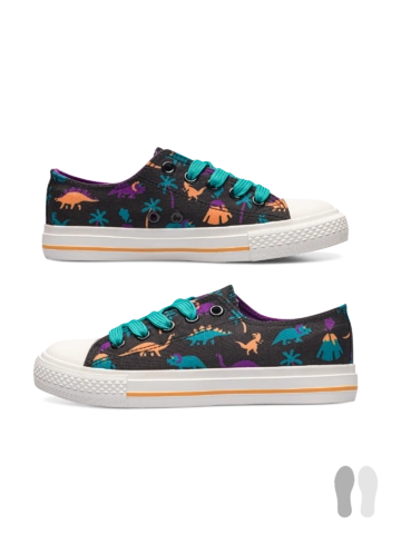 Výpredaj Živahne otroške platnene superge Dinozavri in vulkani