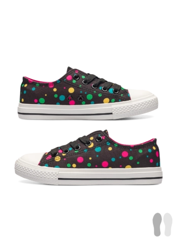 Výjimečný dárek od Dedoles Veselé dětské plátěné tenisky Neonové puntíky