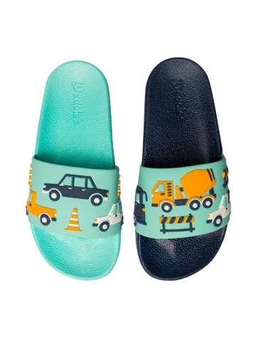 Lifestyle foto Veselé detské šľapky Autá v premávke